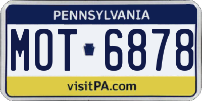 PA license plate MOT6878