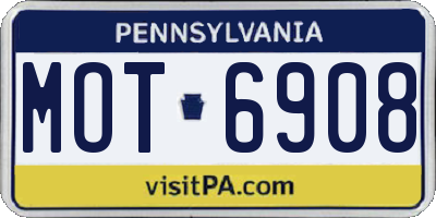 PA license plate MOT6908