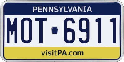 PA license plate MOT6911