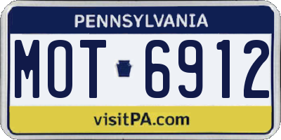 PA license plate MOT6912
