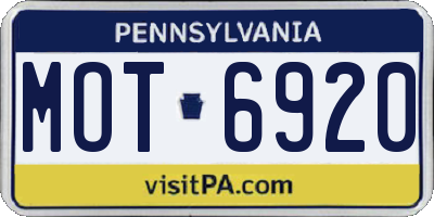 PA license plate MOT6920