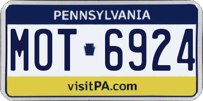 PA license plate MOT6924