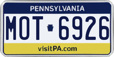 PA license plate MOT6926