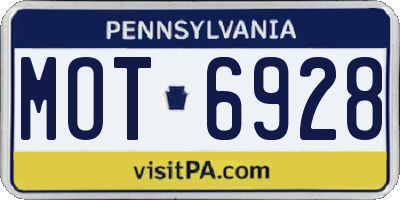 PA license plate MOT6928