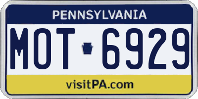 PA license plate MOT6929