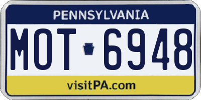 PA license plate MOT6948