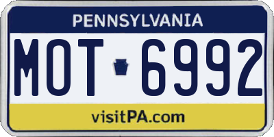 PA license plate MOT6992