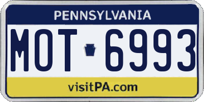 PA license plate MOT6993