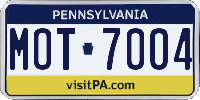 PA license plate MOT7004