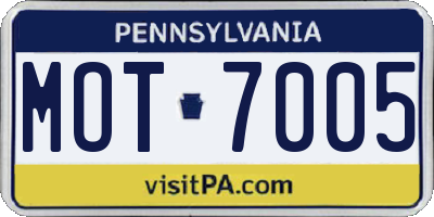 PA license plate MOT7005