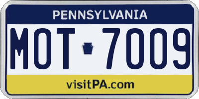 PA license plate MOT7009
