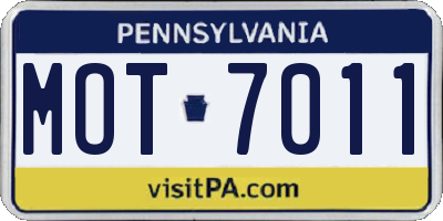 PA license plate MOT7011