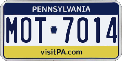 PA license plate MOT7014