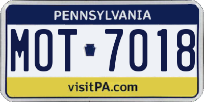 PA license plate MOT7018