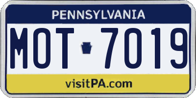 PA license plate MOT7019