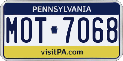 PA license plate MOT7068