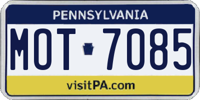 PA license plate MOT7085