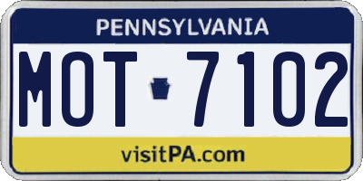 PA license plate MOT7102