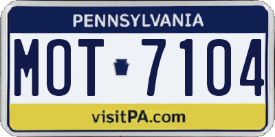 PA license plate MOT7104