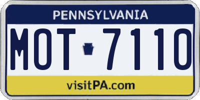 PA license plate MOT7110