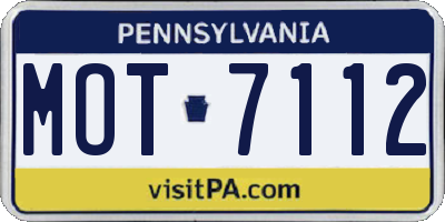 PA license plate MOT7112