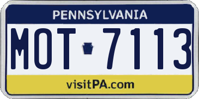 PA license plate MOT7113