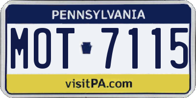 PA license plate MOT7115