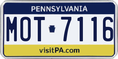PA license plate MOT7116