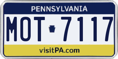 PA license plate MOT7117