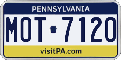 PA license plate MOT7120