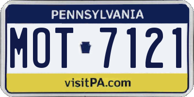 PA license plate MOT7121