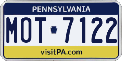 PA license plate MOT7122