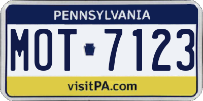 PA license plate MOT7123