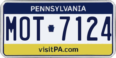 PA license plate MOT7124