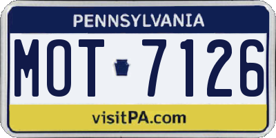 PA license plate MOT7126