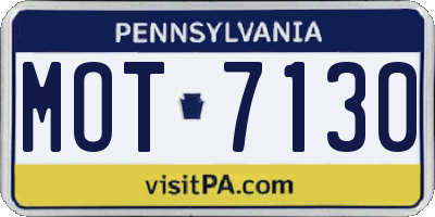PA license plate MOT7130
