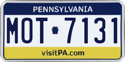 PA license plate MOT7131
