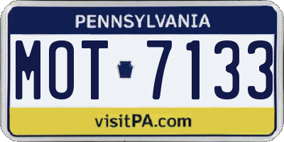 PA license plate MOT7133