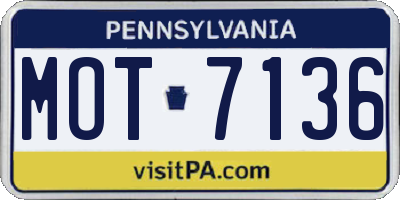 PA license plate MOT7136
