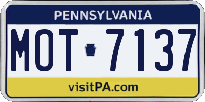 PA license plate MOT7137