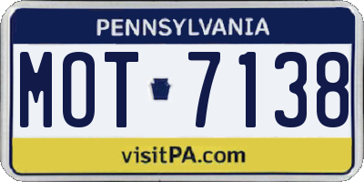 PA license plate MOT7138