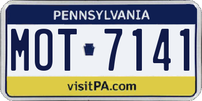 PA license plate MOT7141