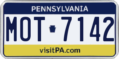 PA license plate MOT7142