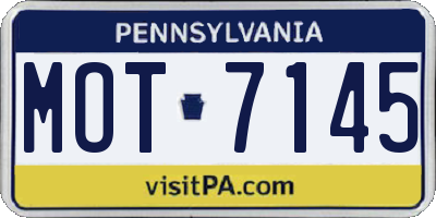 PA license plate MOT7145
