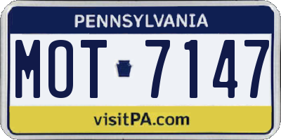 PA license plate MOT7147