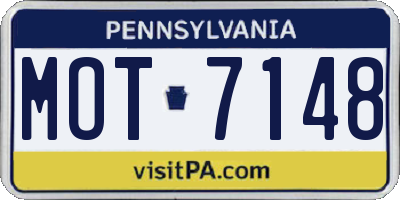 PA license plate MOT7148