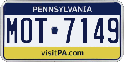 PA license plate MOT7149