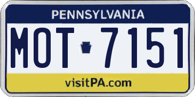 PA license plate MOT7151