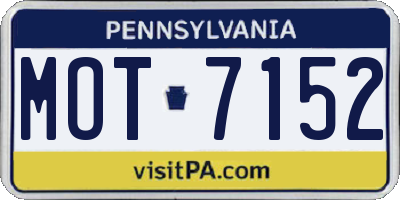 PA license plate MOT7152