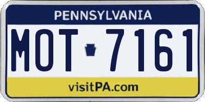 PA license plate MOT7161
